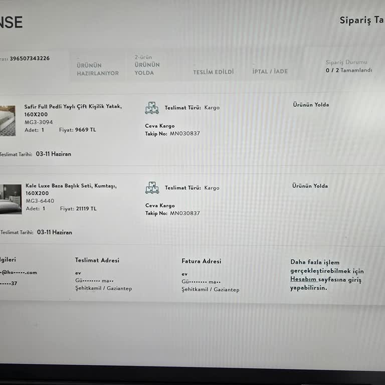 Vivense'den Satın Aldığım Ürünler Zamanında Teslim Edilmedi Ve Eksik Parça Sorunu Yaşadım
