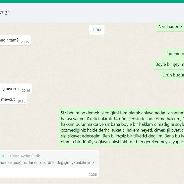 Dikiş Hatalı Ürün İade Talebim Reddedildi Ve Kötü Üslupla Karşılaştım