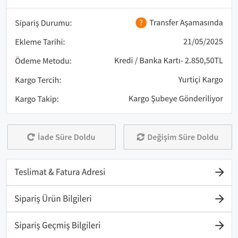 Gizce Siparişim Günlerdir Transferde Ve Kimse Dönüş Yapmıyor