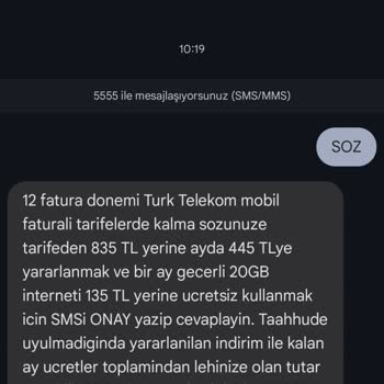 Taahhütlü Tarife Fiyatı Mesajda Yüksek Geldi, Açıklama Ve Düzeltme Bekliyorum