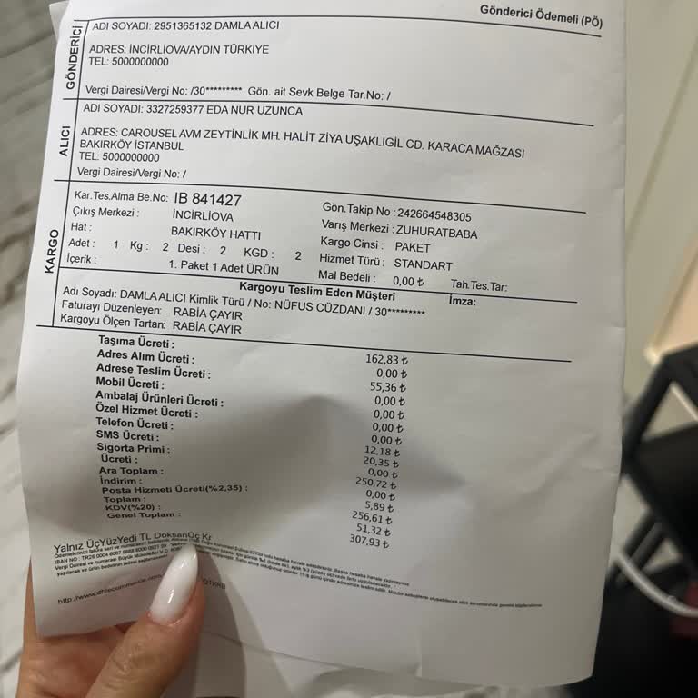 Yanlış Numara Nedeniyle Fazladan Kargo Ücreti Alındı