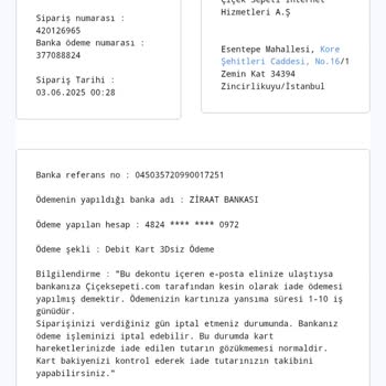 Çiçek Sepeti'nden İptal Edilen Siparişte Para İadesi Sorunu