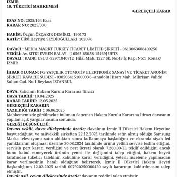 Media Markt Mahkeme Kararına Rağmen Televizyonumu Teslim Etmiyor