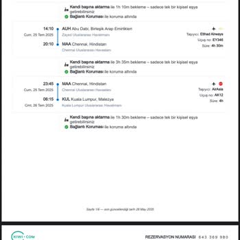 Kiwi.com erstattet mir nach 2,5 Monaten Stornierung nur 89 ₺ von 38.722 ₺!