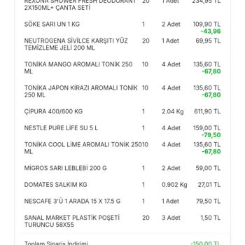 Migros İndirim Çekim Eksik Ürün Ve Yanlış İade İle Kullanılamadı