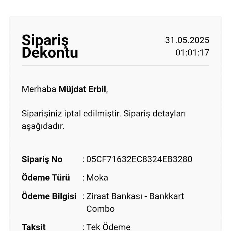 İptal Edilen Siparişim İçin Ücret İadesi Yapılmadı