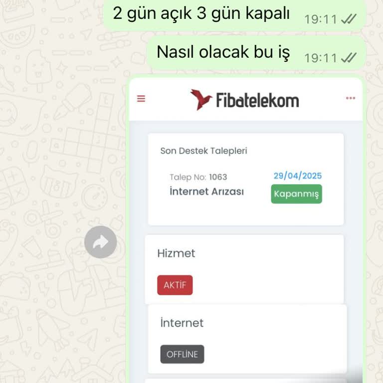 Fiba Telekom'da Sürekli Kesilen İnternet Ve Sabit Fatura Sorunu