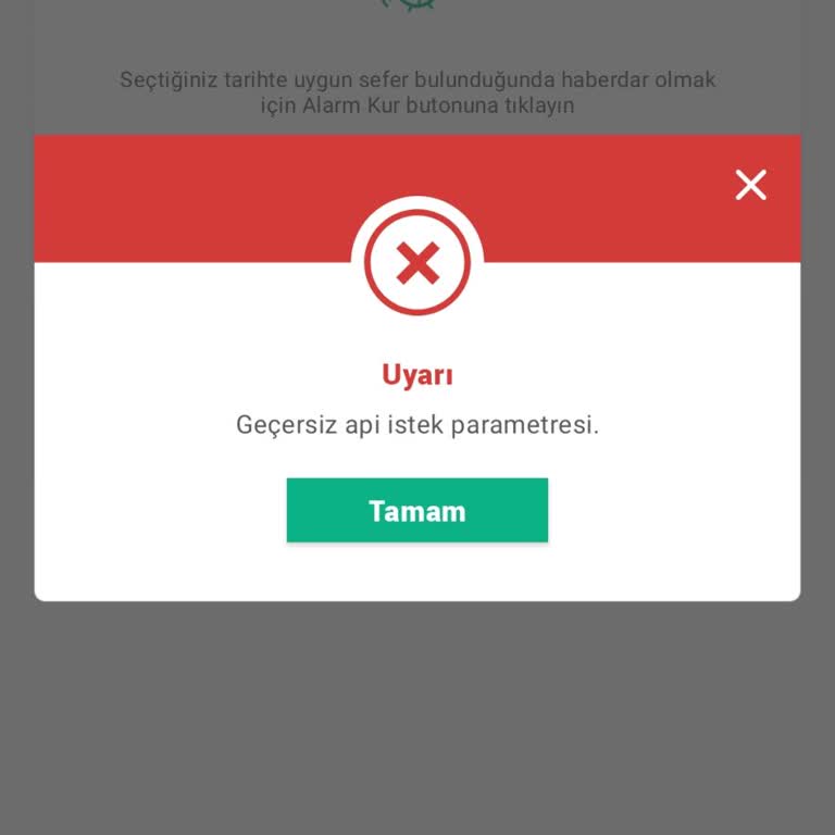 Obilette Geçersiz Api Parametresi Sorunu Nedeniyle Bilet Alamıyorum