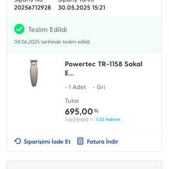 Arızalı Gönderilen Traş Makinesi İçin İade Ve Değişim Sorunu