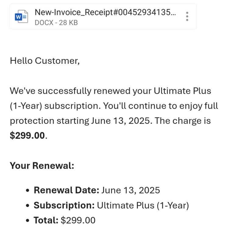 Norton Bana Ait Olmayan Abonelik Yenileme Maili Hakkında