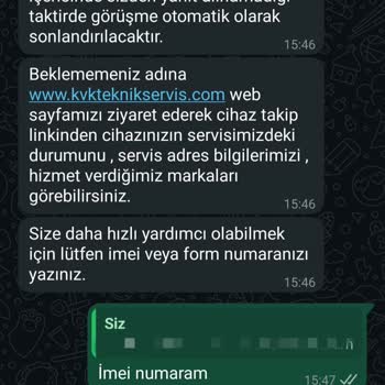 KVK Teknik Servisten Yetersiz İletişim Ve Destek Nedeniyle Mağduriyet