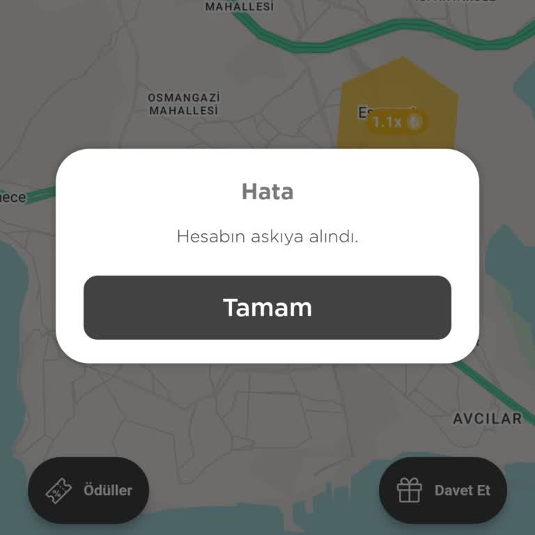 Martı Şoför Hesabım Sebepsiz Yere Süresiz Askıya Alındı