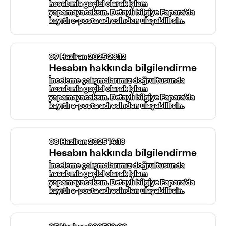 Papara Kartımın Haksız Yere İncelenmesi Nedeniyle Mağduriyet Yaşıyorum