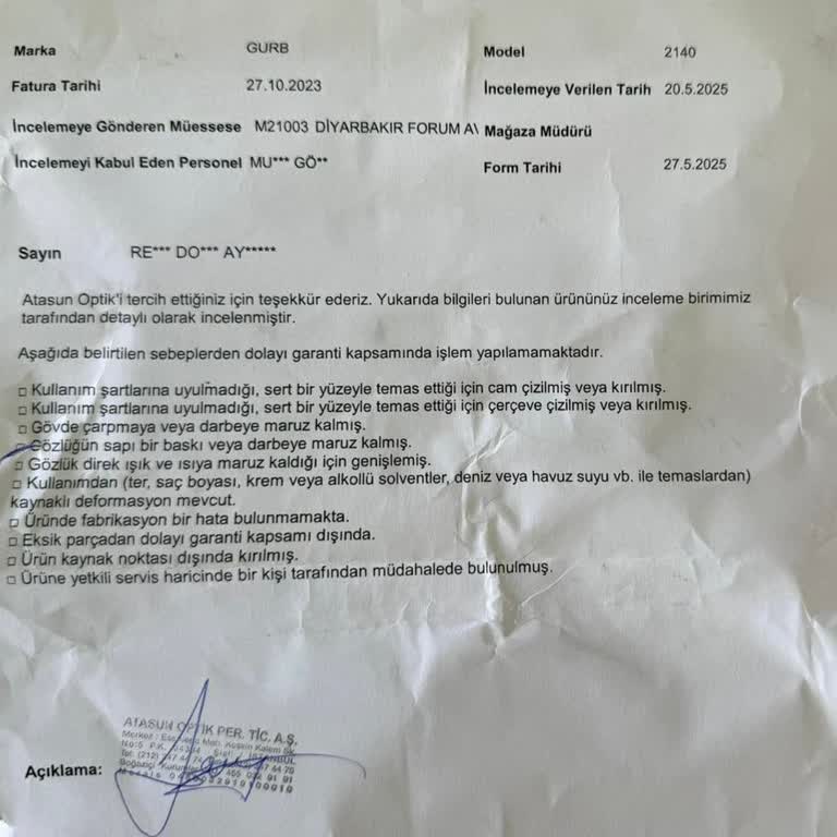 Rayban Gözlükteki Logo Kararması Garanti Kapsamı Dışında Bırakıldı