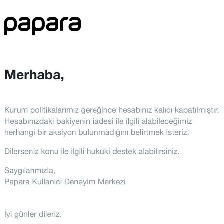 Papara Hesabım Habersiz Kapatıldı, Param İade Edilmiyor!