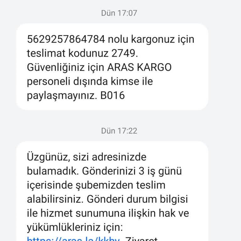Aras Kargo Teslimat Yapmadı, Yanlış Bilgilendirme Ve Hizmet Eksikliği