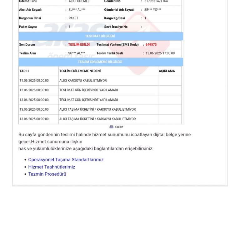 Kargo Teslimatı Gecikti İletişim Sağlanamadı