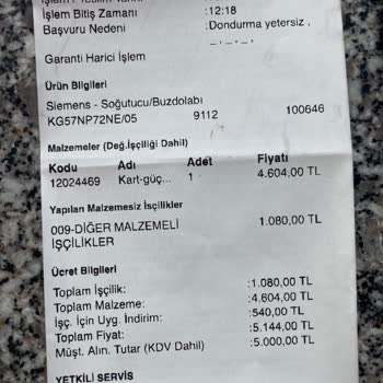 Siemens Buzdolabında Bitmeyen Arıza Ve Haksız Servis Ücreti