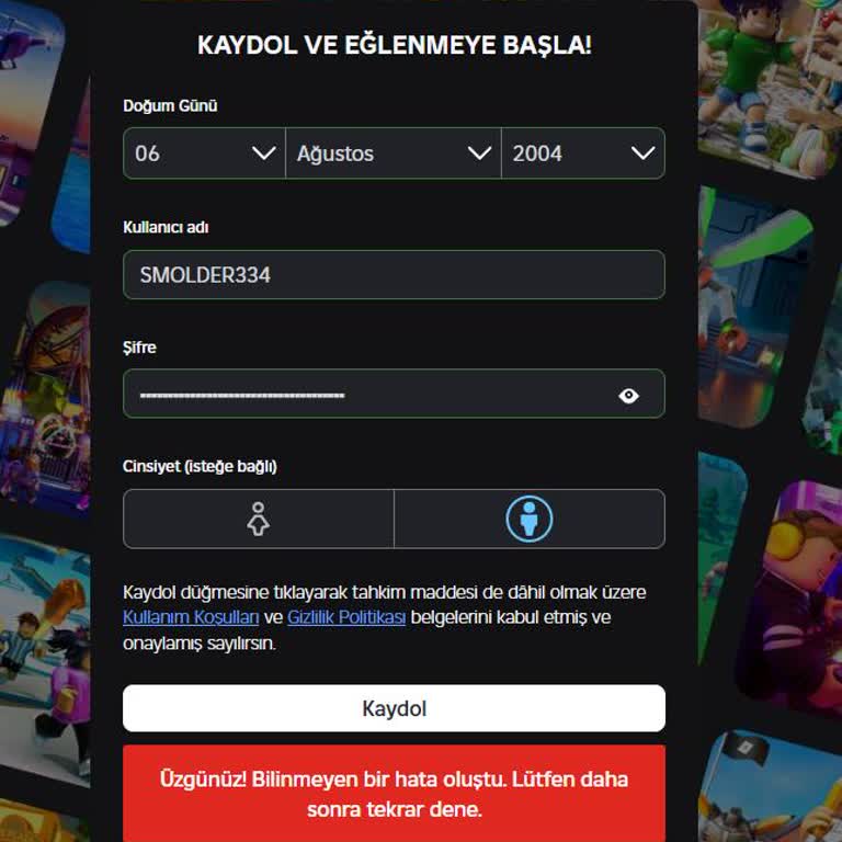 Roblox Hesabımda Sürekli Kayıt Hatası Alıyorum
