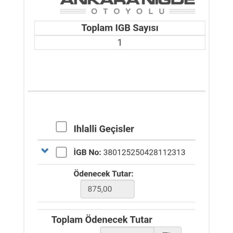 Ankara Niğde Otobanı HGS Cezasında Yüksek Faiz Şoku