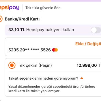 Hepsiburada Taksit Seçeneği Görünüyor Ancak Ödeme Aşamasında Kullanılamıyor!
