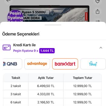 Hepsiburada Taksit Seçeneği Görünüyor Ancak Ödeme Aşamasında Kullanılamıyor!
