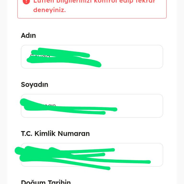 Kimlik Bilgilerimle Üyelik Oluşturamıyorum, Giriş Yapamıyorum