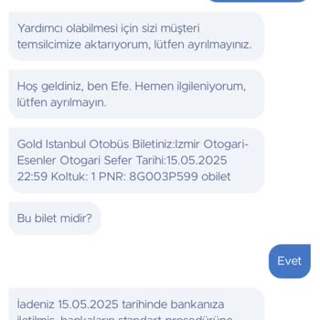 Obilet Üzerinden Aldığım Biletin İadesi Bir Ay Geçmesine Rağmen Yapılmadı, Müşteri Hizmetlerine Ulaşamıyorum