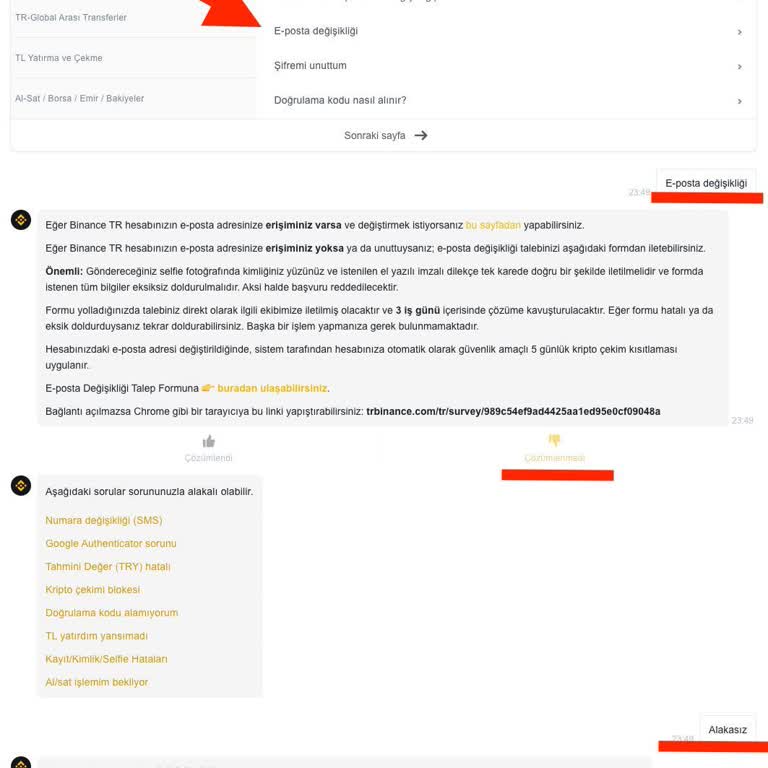 Binance TR Hesabımı İstiyorum Çünkü Çok Eski E Posta Ve Numara Var