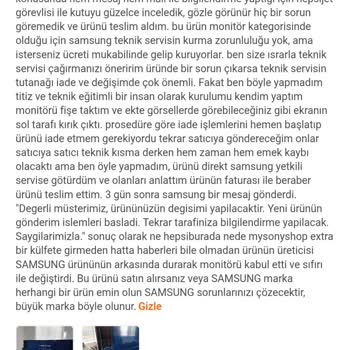 Samsung Monitör Kurulumunda Destek Verilmemesi Ve Hasar Endişesi