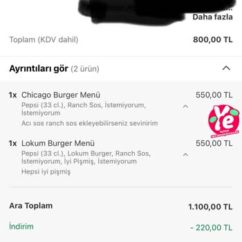 Çiğ Gelen Hamburger Ve Yetersiz İade