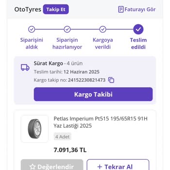 Yanlış Lastik Gönderimi Ve Mağduriyet