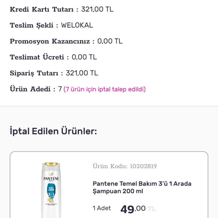 İptal Edilen Siparişimin İadesi Yapılmıyor