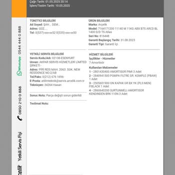 Sürekli Arızalanan Çamaşır Makinesi Ve Yetersiz Servis Hizmeti