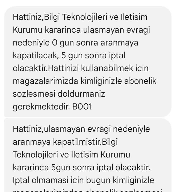 Kimlik Evrak Sorunu Nedeniyle Hattım Aniden Kapatıldı, Mağdur Oldum