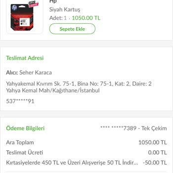 Yanlış Kartuş Gönderildi, İade Kabul Edilmiyor