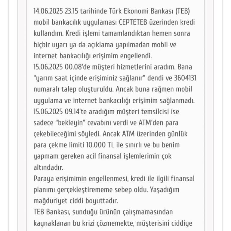 Kredi Sonrası İnternet Bankacılığı Ve Mobil Uygulama Erişimim Engellendi