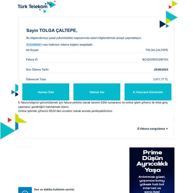 Hizmet Alamadığım Türk Telekom’dan Yüksek Cayma Bedeli Talebi
