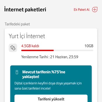 Kullanılabilir İnternetim Olmasına Rağmen Ek Paket Ücreti Yansıtıldı, Çözüm Bekliyorum