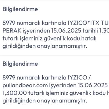 Gece Yarısı Kartımdan İzinsiz İşlem Girişimi Ve Güvenlik Endişesi