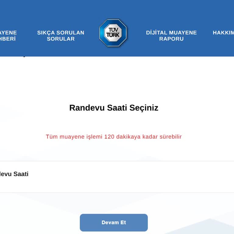 Araç Muayene Randevusu Alınamıyor: Saat Seçilemiyor, İşlem Tamamlanmıyor