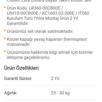 Trendyol Eksik Gönderilen Lara Klozet Takımı İçin Çözüm Bekliyorum