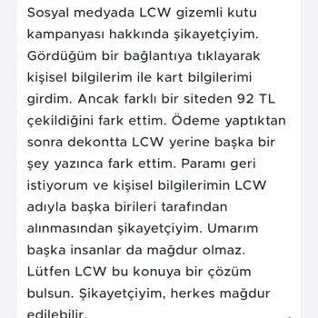 LCW Adı Kullanılarak Yapılan Sahte Kampanya İle Mağduriyet