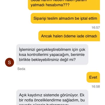 Migros Hemen Siparişim Geç Teslim Edildi İade Ödemem Yapılmıyor