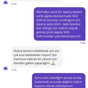 İptal Edilen Siparişimde Param İade Edilmedi, Kampanya Hakkım Engellendi