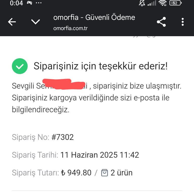 Omorfia Siparişim Bir Haftadır Kargoya Verilmedi, Mağduriyet Yaşıyorum