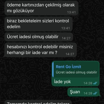 Rent Go Araç Kiralama Sonrası Ücret İadesi Yapılmadı Ve Müşteri Hizmetleri Yetersiz Kaldı