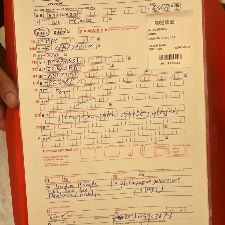 Pegasus Valizimi Kaybedip Tatilimi Mahvetti Mağduriyetim Giderilmiyor