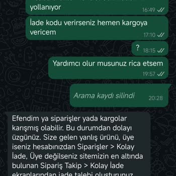 Yırtık Gelen Ürün Ve İade Sürecinde İletişimsizlik
