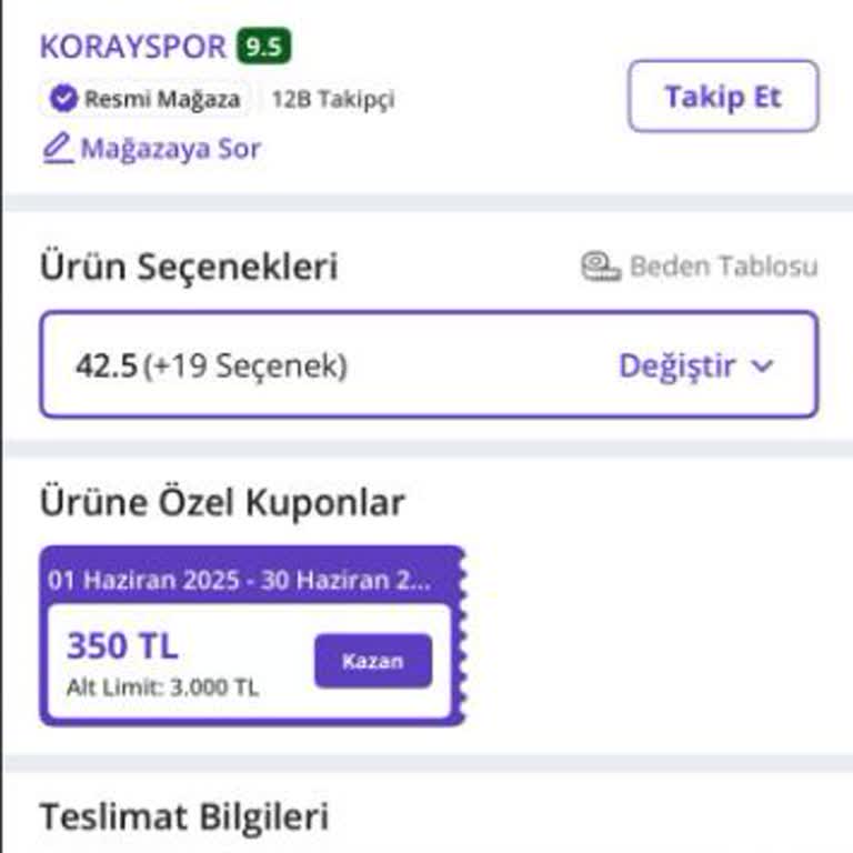 Sepette Gözüken Kupon Kullanılamıyor